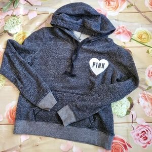 PINK Heathered gray heart hoodie